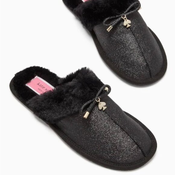Kate Spade Black Glitter Slippers - Picture 2 of 6